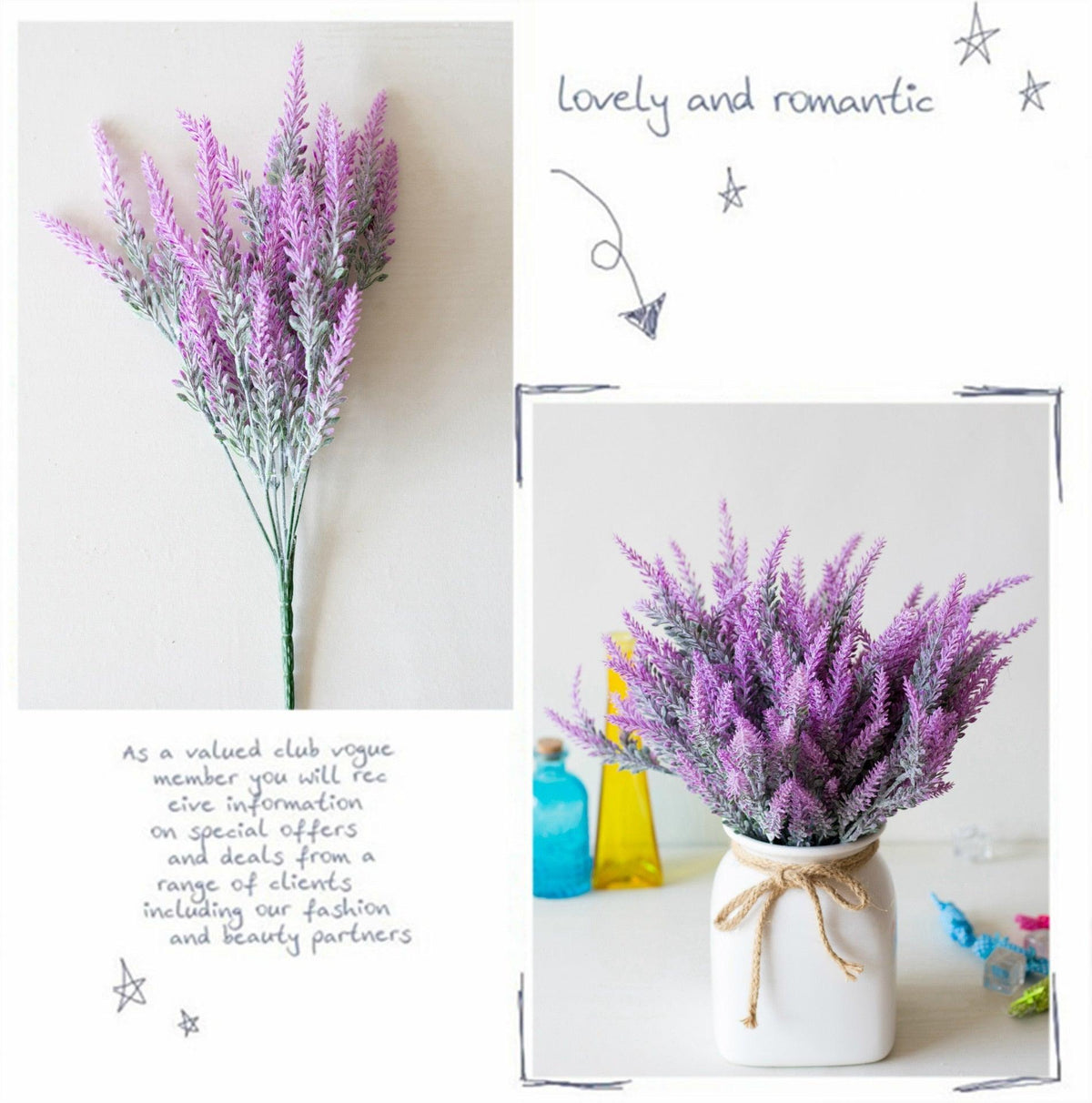 1 Bundle Artificial Lavender Fake Flowers Wedding Bouquet Home Kitchen Office Table Centerpieces Arrangements Decor