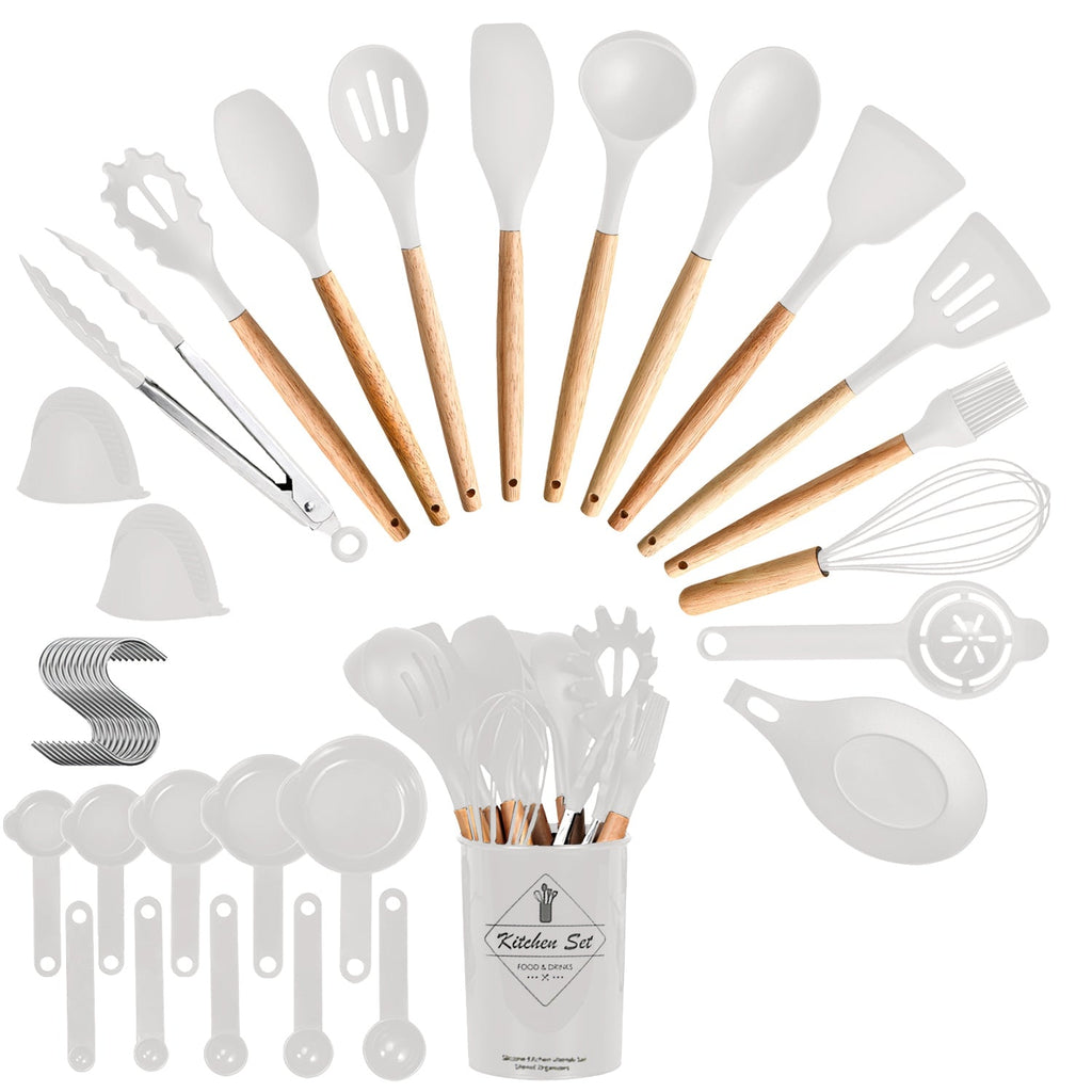 35Pcs Kitchen Cooking Utensils Set Spatula Set Baking Utensil Set Kitchen Accessories Necessities with Holder Egg Whisk Separator Tong Turner Spoons C