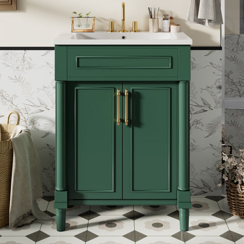 24" Bathroom Vanity with Integrated Ceramic Sink