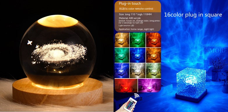 Water-Ripple Projection Lamp – Ambient LED Night Light for Bedroom