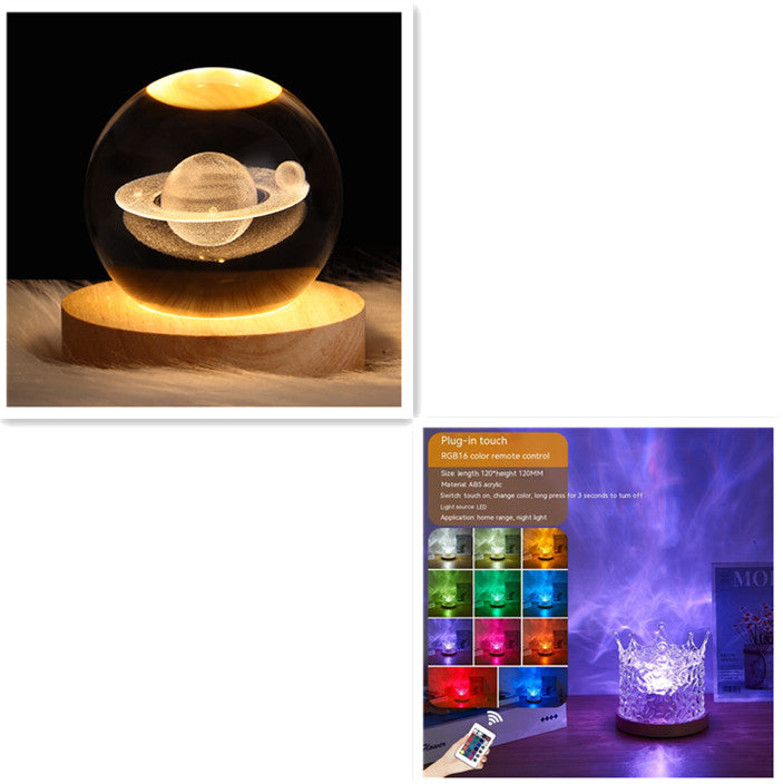 Water-Ripple Projection Lamp – Ambient LED Night Light for Bedroom