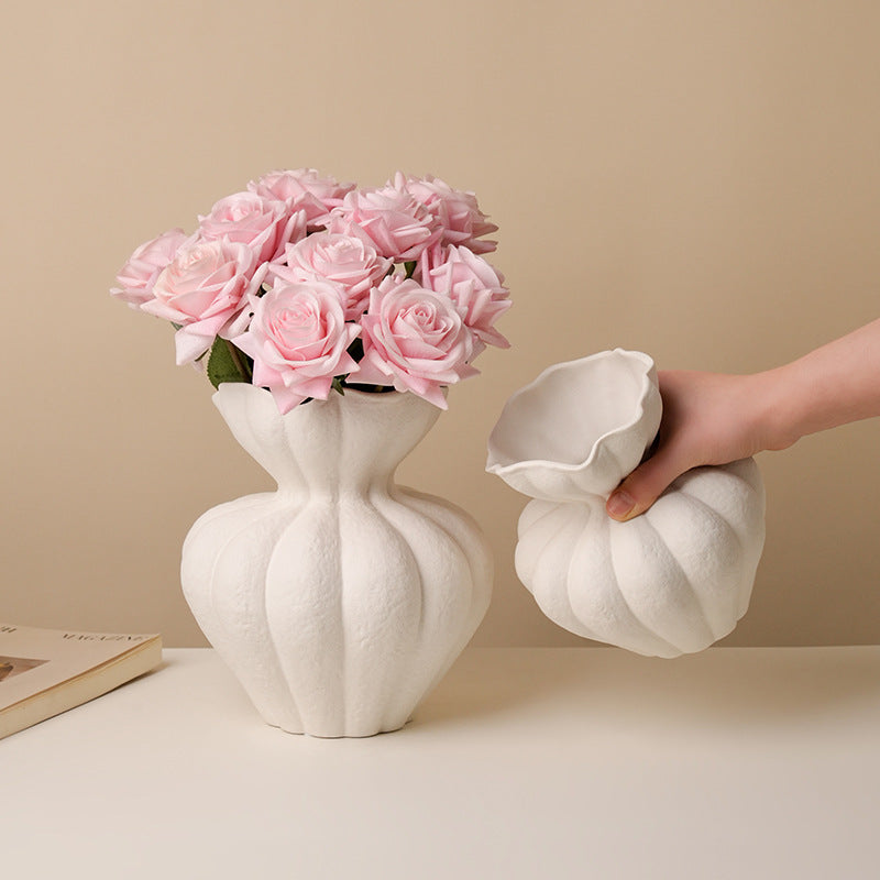 Wabi Sabi Vase White Ornament Living Room Desktop Home Vintage Art Decorative Flower Utensils
