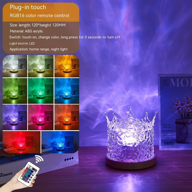 Water-Ripple Projection Lamp – Ambient LED Night Light for Bedroom