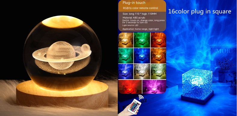 Water-Ripple Projection Lamp – Ambient LED Night Light for Bedroom