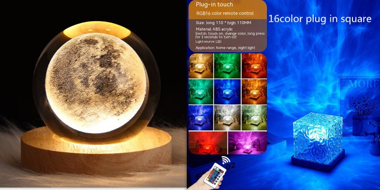 Water-Ripple Projection Lamp – Ambient LED Night Light for Bedroom