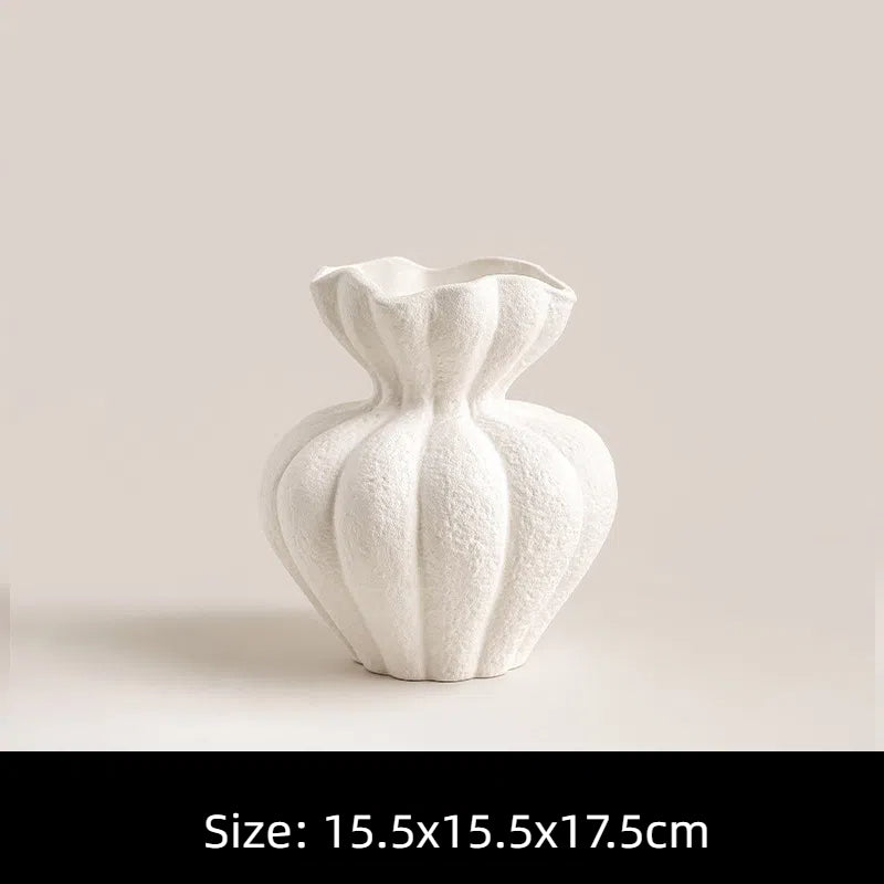 Wabi Sabi Vase White Ornament Living Room Desktop Home Vintage Art Decorative Flower Utensils