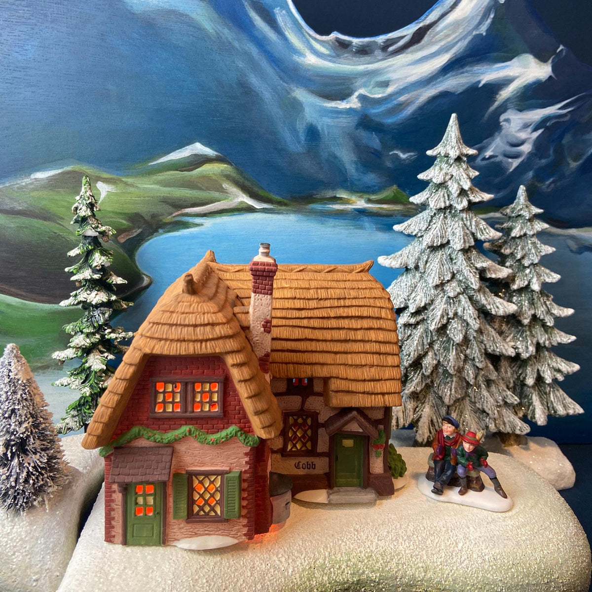 Illuminated Christmas Village Cobb Cottage Dept. 56. Dickens' Village. Seasonal Home Retail Decor. Kids Room Night Light. Gift for Him Her.