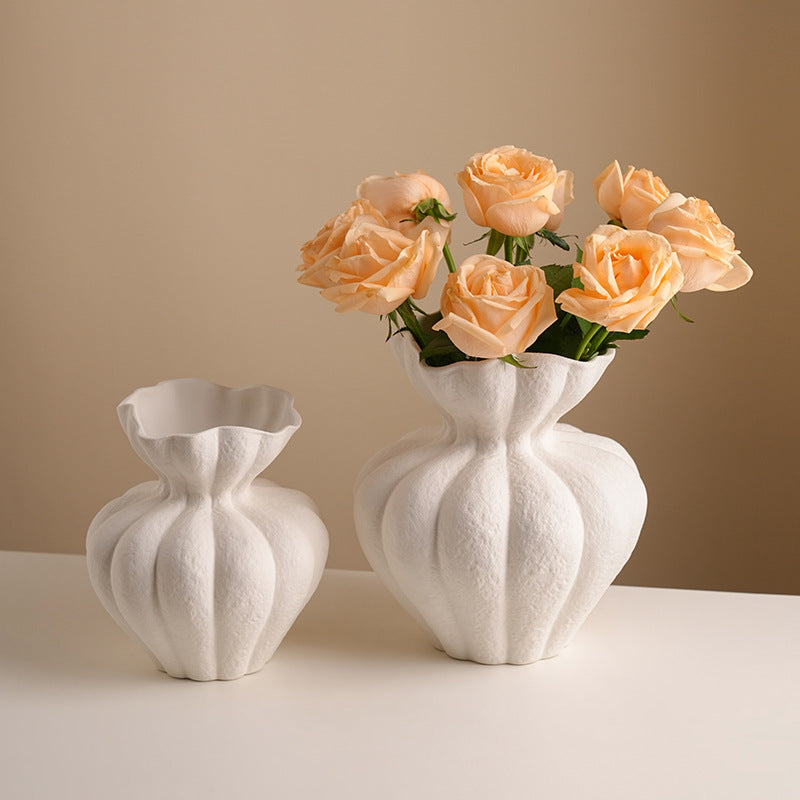 Wabi Sabi Vase White Ornament Living Room Desktop Home Vintage Art Decorative Flower Utensils
