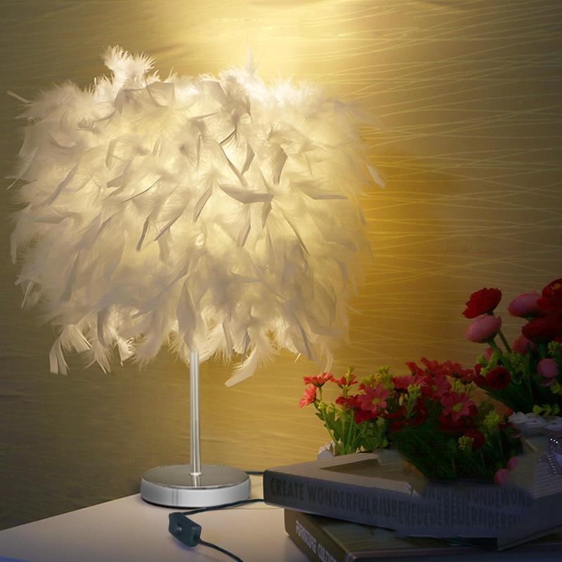 STEVVEX Reading Room Luxury Interesting Decor Heart Shape Feather Crystal Lamp Table Lamp for bedroom Light art decor home planetarium
