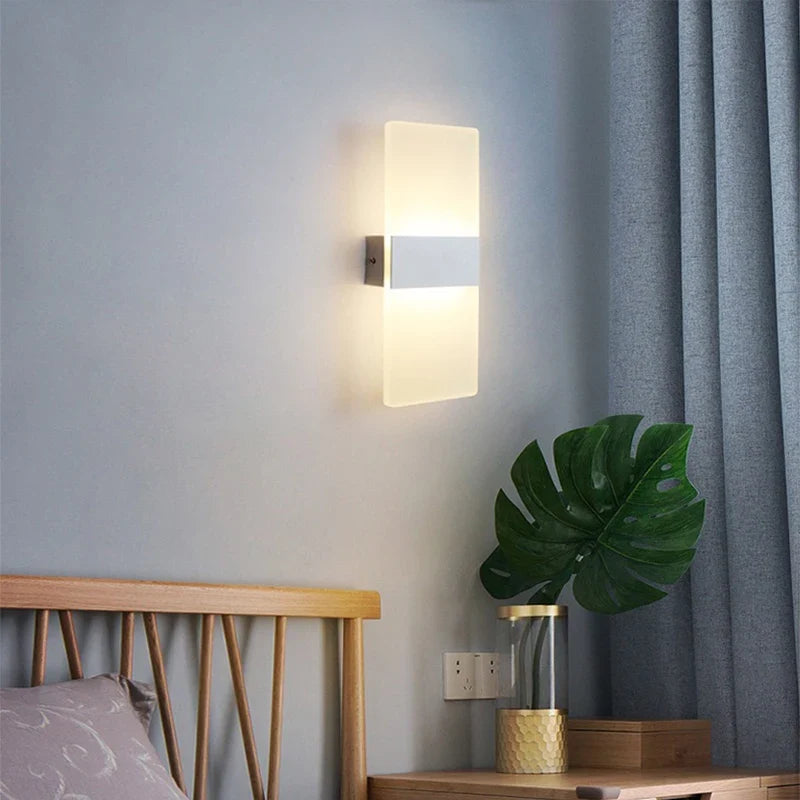 LED Acrylic Wall Light AC85-265V Long Style Living Room Corridor Bedroom 3/6/12W  Bedhead Art Decoration Indoor Wall Lights