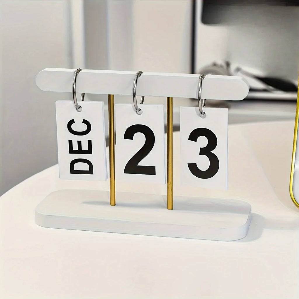 Modern Minimalist Flip Desk Calendar - Everyday View, English Language, Home and Office Decor Desk Accessory