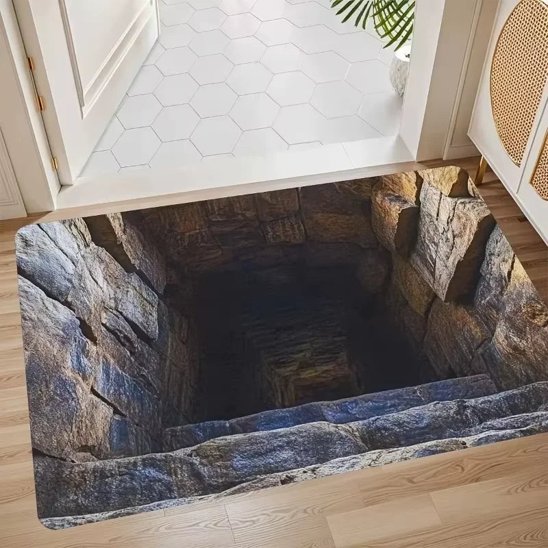 VIKAMA 2D Optical Illusion Endless Cave Design Doormat Rug For Bedroom Carpet For Live Room Floor Mat Welcome Mat Home Decor
