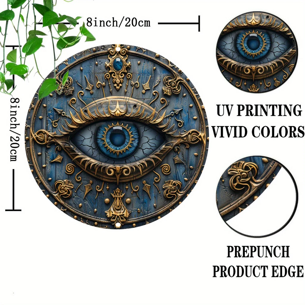 Metal Signage with All-Seeing Eye - Ancient Egyptian Wall Hanging Decoration, Living Dining Room -Pyramid Themed Home Decor Gift