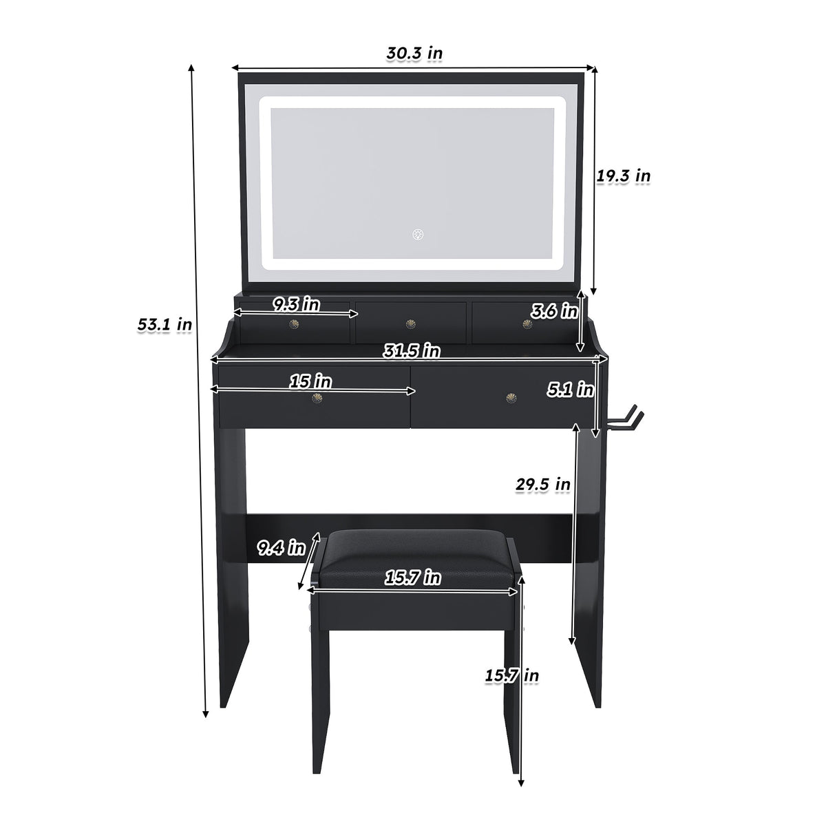 New Large Mirror Vanity Desk for Bedroom