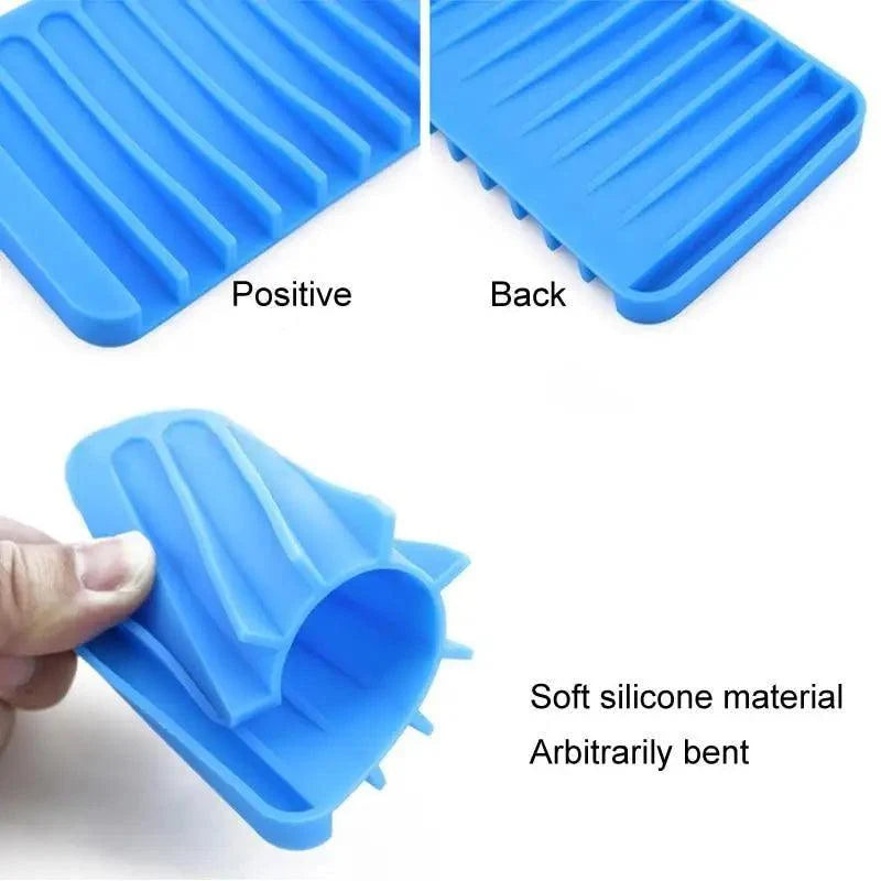 Anti-Skidding Home Improvement Silicone Flexible Bathroom Fixtures Bathroom Hardware Tray Soap Dish for Shower Waterfall Soap Holder Soap Tray Soap Saver Drainer Flexible Silicone For Shower Bathroom Kitchen Counter Top Keep Soap Bars Dry Clean Easy Clean