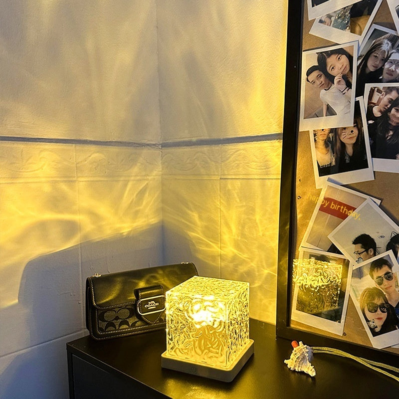Water-Ripple Projection Lamp – Ambient LED Night Light for Bedroom