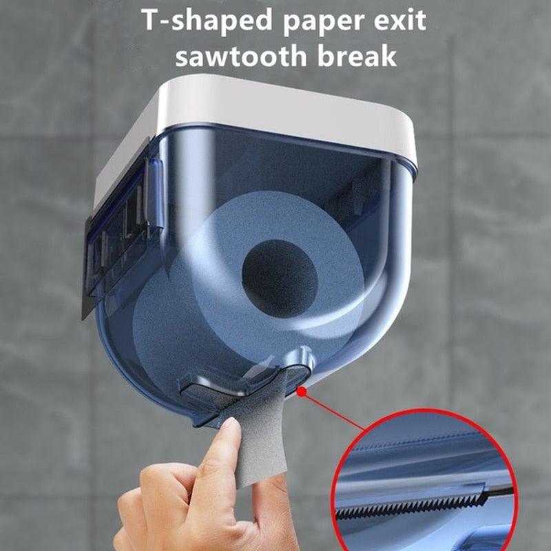 Bathroom Toilet Paper Holder Punch-free Waterproof Storage Box Toilet Paper Storage Rack Paper Towel Kitchen Storage Accessories Waterproof Toilet Paper Holder Wall Mounted Punch Free Paper Dispenser Transparent Storage Box Bathroom Kitchen Supply