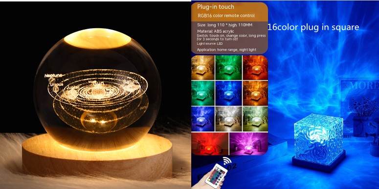 Water-Ripple Projection Lamp – Ambient LED Night Light for Bedroom