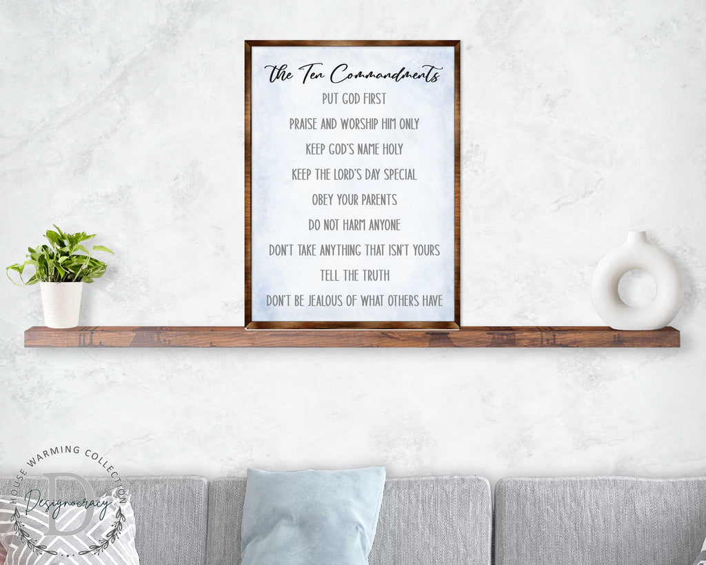 The Ten Commandments - Wooden Religious wall art - living room wall decor Christian wall art - Scripture sign - Bible Verse - Bible quotes - 310344