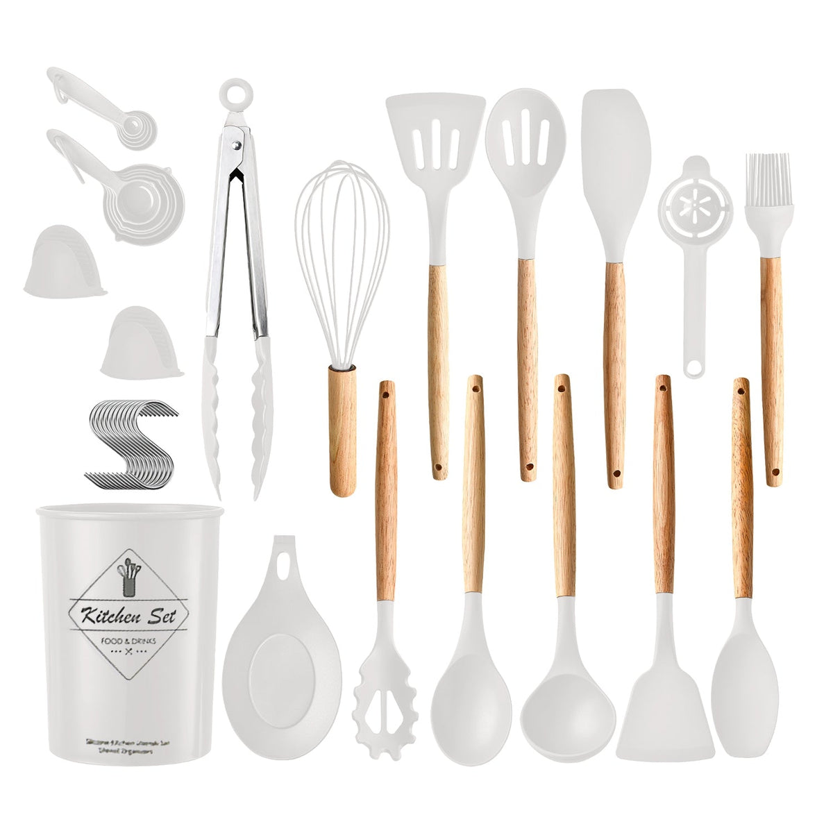 35Pcs Kitchen Cooking Utensils Set Spatula Set Baking Utensil Set Kitchen Accessories Necessities with Holder Egg Whisk Separator Tong Turner Spoons C