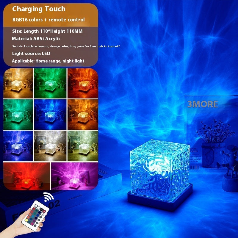 Water-Ripple Projection Lamp – Ambient LED Night Light for Bedroom