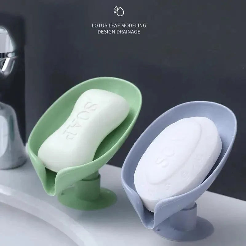 Leaf Shape Soap Box Drain Soap Holder Box Bathroom Accessories Toilet Laundry Soap Box Tray Gadgets Soap Holder Leaf-Shape Self Draining Soap Dish Holder Not Punched Easy Clean Bar Soap Holder With Suction Cup Soap Dish Suitable For Bathroom Kitchen