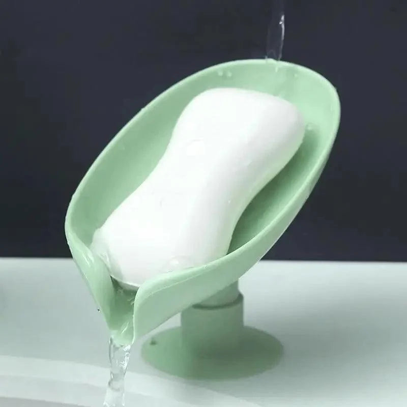 Leaf Shape Soap Box Drain Soap Holder Box Bathroom Accessories Toilet Laundry Soap Box Tray Gadgets Soap Holder Leaf-Shape Self Draining Soap Dish Holder Not Punched Easy Clean Bar Soap Holder With Suction Cup Soap Dish Suitable For Bathroom Kitchen